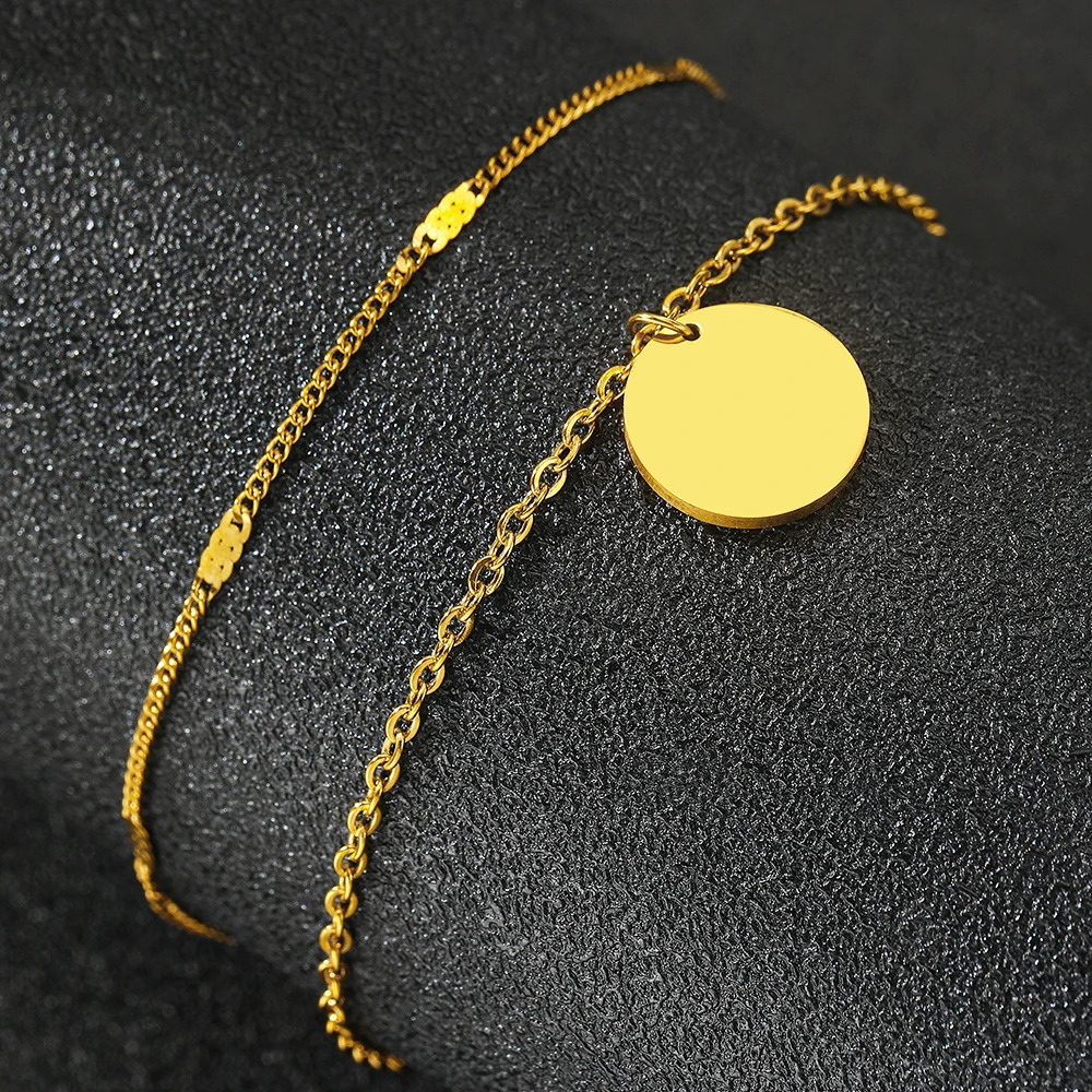 Stainless Steel Anklet Simple MultiLayer Chain Lovely Carved Delicate Anklet For Women Jewelry Party Gifts Daily Wear 250528