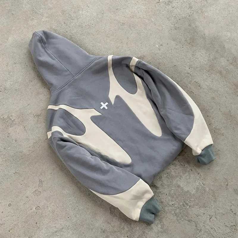 American Retro Letter Printed Devil Pattern Hoodie Y2k Harajuku Casual Couple Zipper Hoodies Sweatshirt Fashion Mens Clothing Z250609
