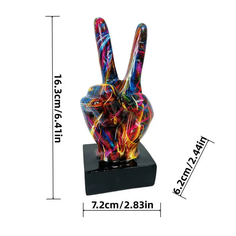 Graffiti Hand Gesture Ornament Art And Crafts Resin Statue Desktop Ring A Living Room Home Decoration 250609