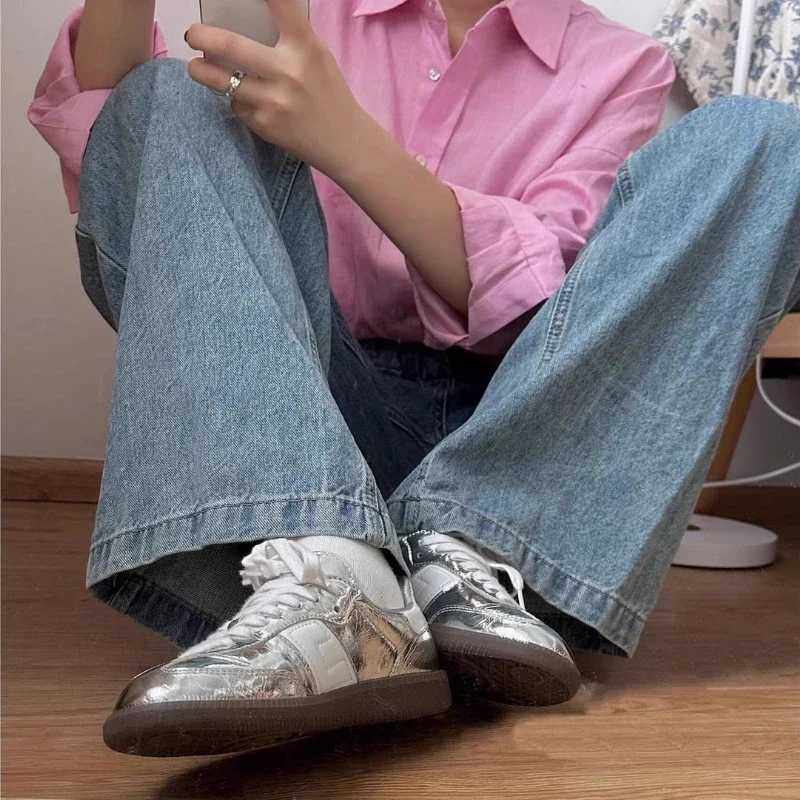 Woman Footwear Lace Up Sports Sneakers SiLVer Shoes for Women Athletic Designer luxury High Quality AESThetic FAshion Y2k M250609