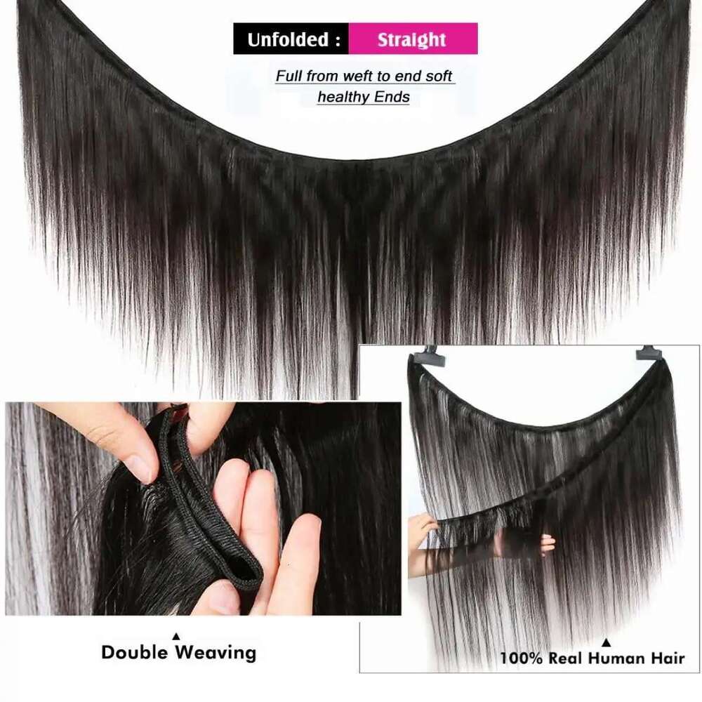 Brazilian with Straight Human With 4x4 HD Lace Closure 14A Black 3/4 Bundles Hair Extensions Remy