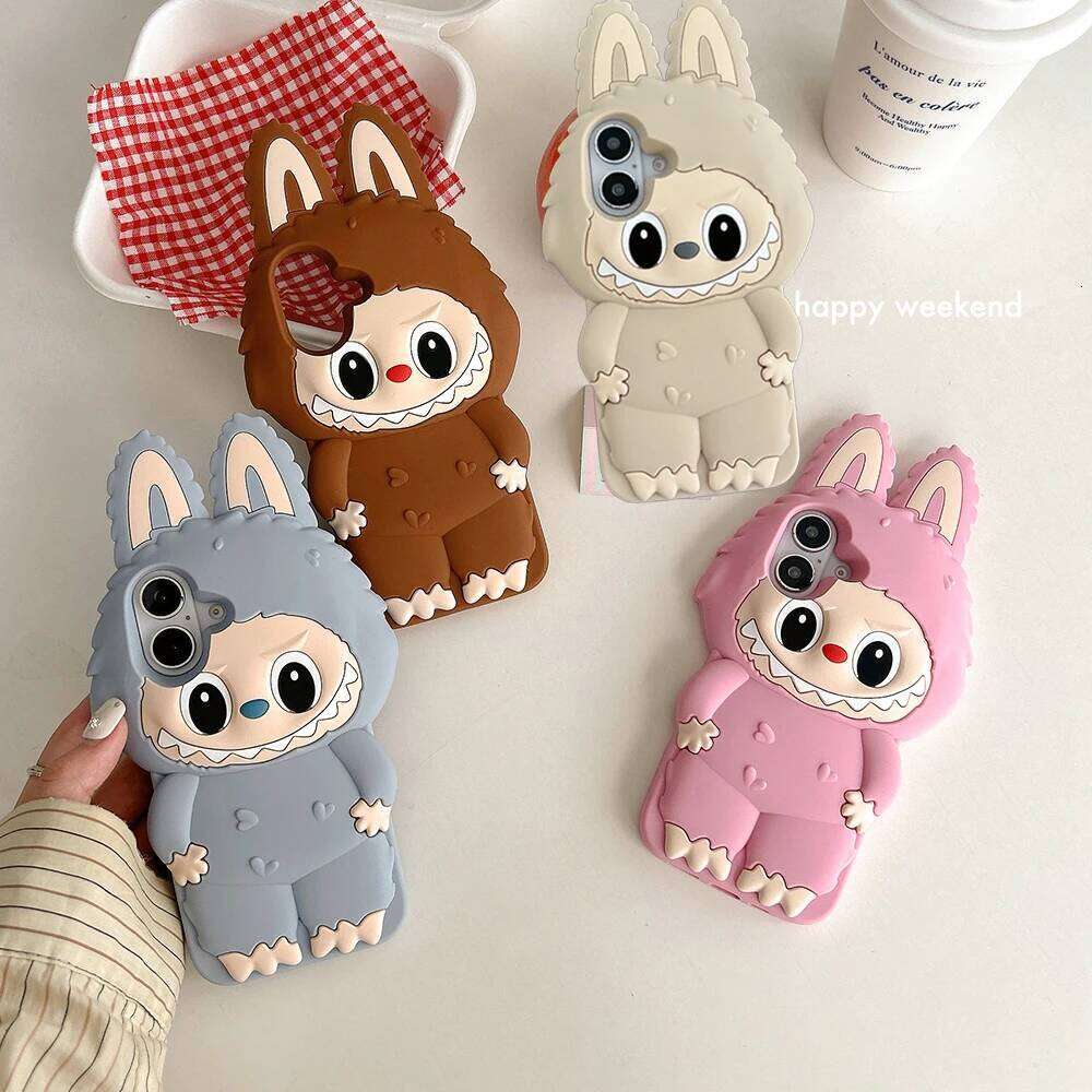 Kawaii Cartoon LaBuBu Monsters Case For iPhone 16 15 14 Plus 13 12 11 Pro Max Soft Silicone Cover