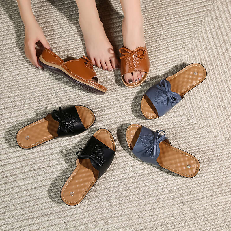 2024 Round Toe Embroidered for Women with Stitching, Non-Slip Wedge, Comfortable Plus Size Sandals