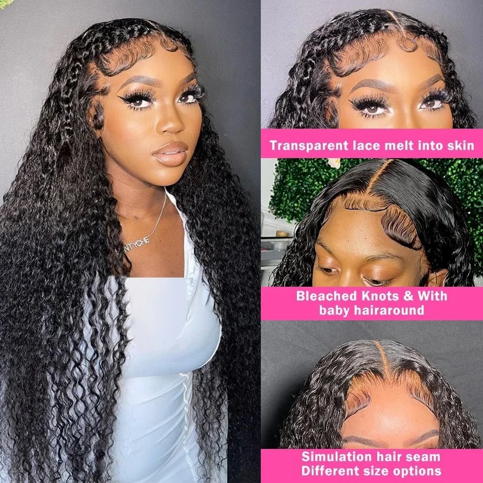 Kinky Curly Wigs 13x6 HD Lace Frontal Wig Glueless Human Hair Afro Curly Lace Front Human Hair Wigs HD Lace Closure Wigs Synthetic