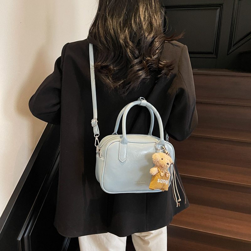 designer High-End Bowling Bag 2025 New Simple Boston Handbag Versatile Shoulder Crossbody Small Square Bag