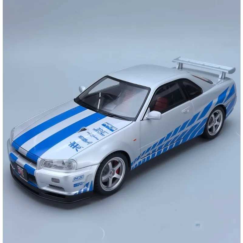 Big Size 1/18 Scale Nissan GT-R R34 Skyline Alloy Car Model Diecast Toy Car for Boys JDM Racing Car Toy Gift Collectible Hobby W250609