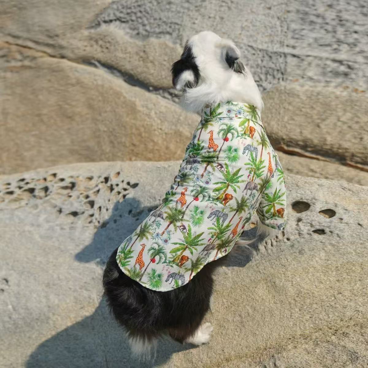 T00422 Spring and summer thin Hawaiian dog shirt breathable golden retriever border collie labrador shiba inu schnauzer satsuma