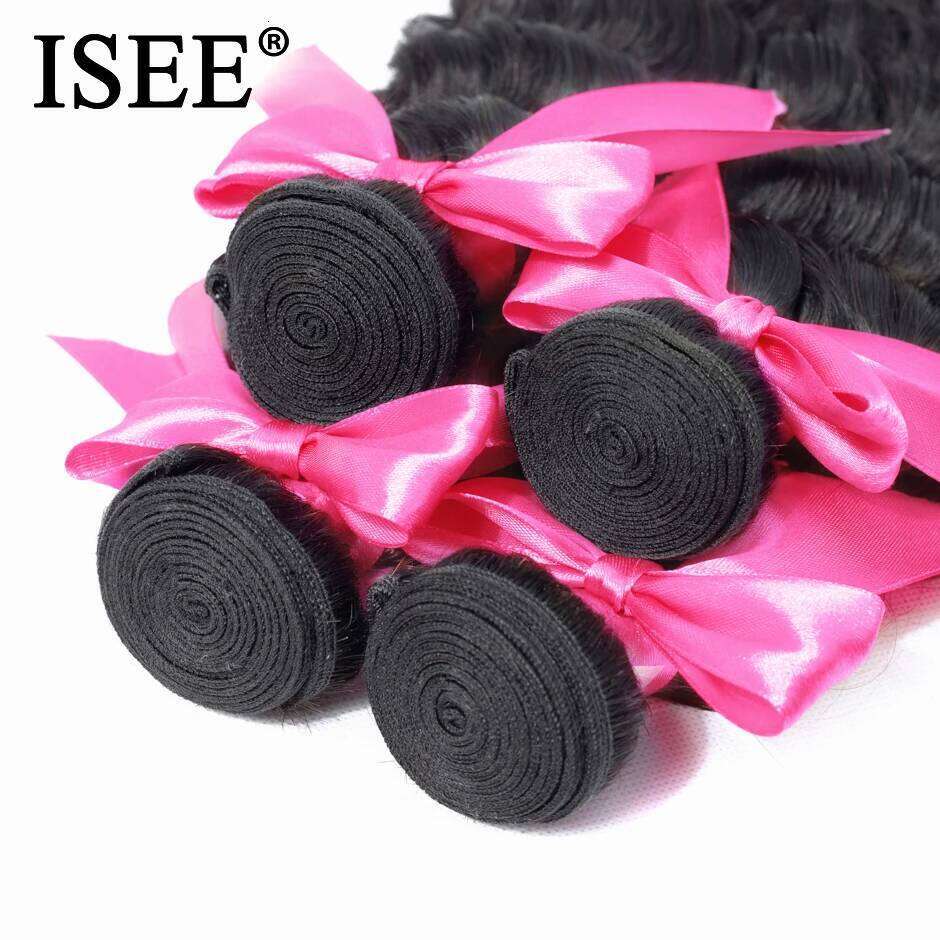 ISEE HAIR Brazilian deep Weave 100% Remy Human Extension Natural Color 3 Loose Wave Hair Bundles