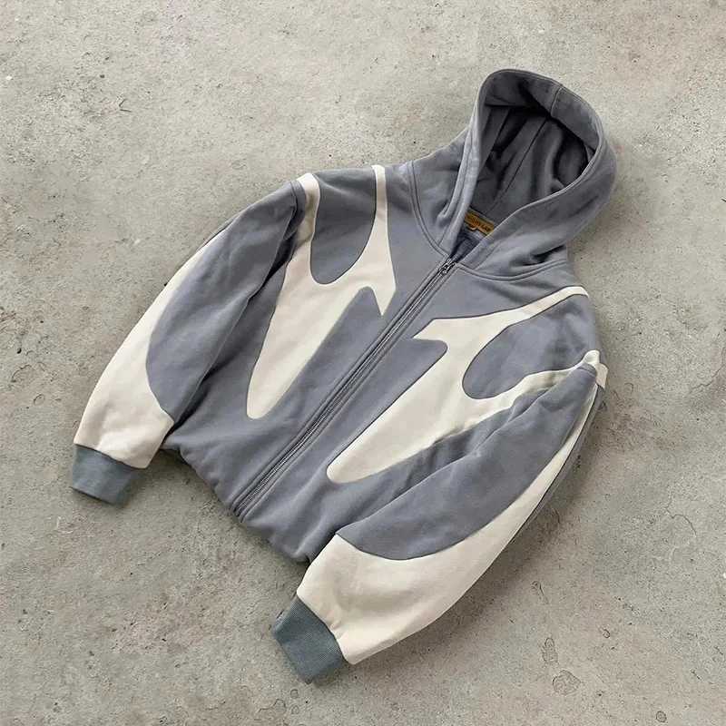 American Retro Letter Printed Devil Pattern Hoodie Y2k Harajuku Casual Couple Zipper Hoodies Sweatshirt Fashion Mens Clothing Z250609