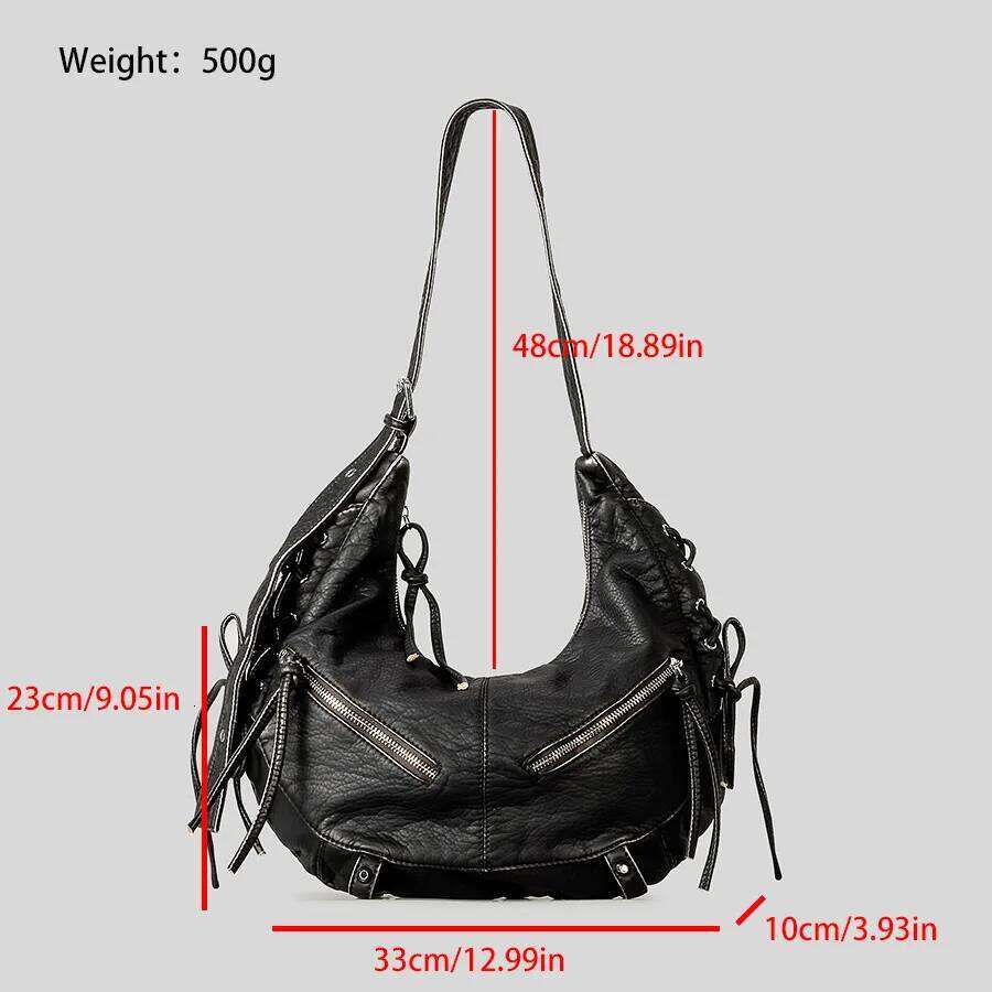 Designer Bag Luxury Bag Strappy Punk Style Motorcycle Underarm Bag For Women Messenger Large Capacity Soft PU Leather Female Shoulder Bag Handbag