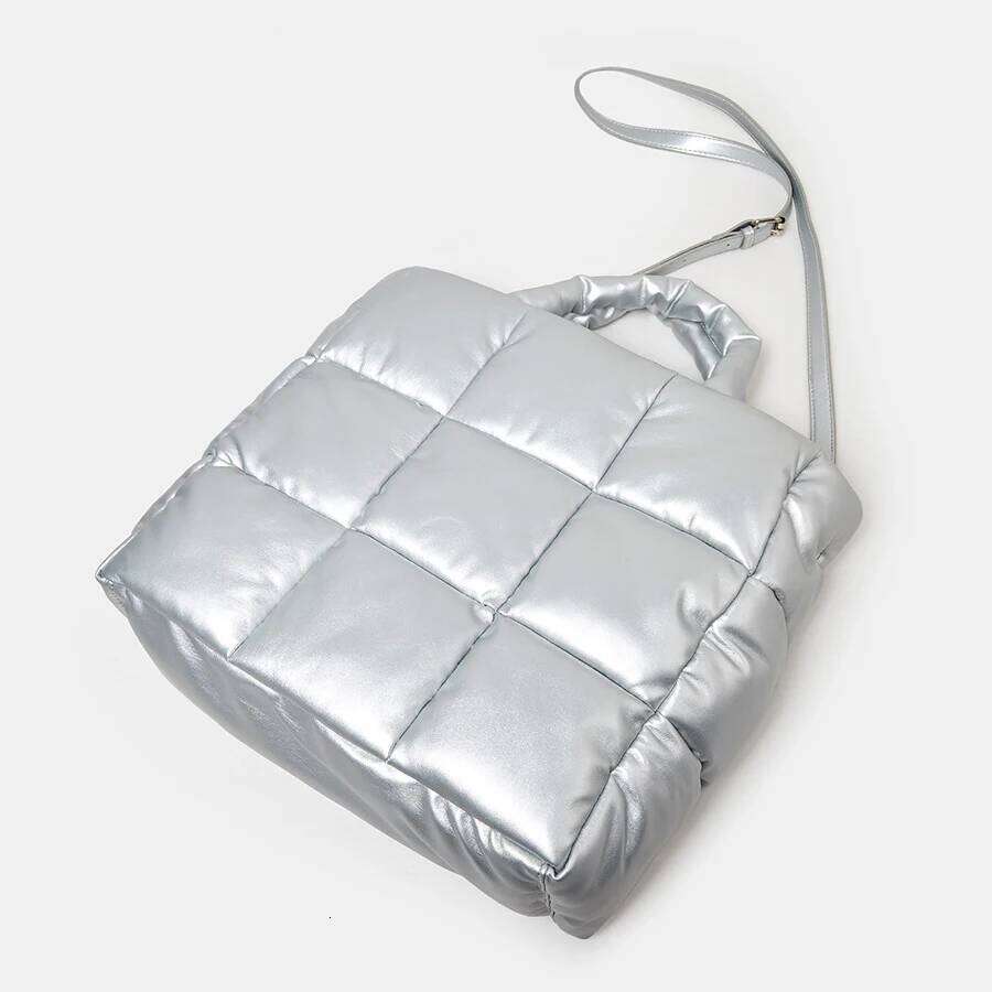 Fashion Quilted Plaid Women Handbags Large Capacity Padded Tote Bag Soft Pu Leather Shoulder Crossbody Bags Puffy Purses