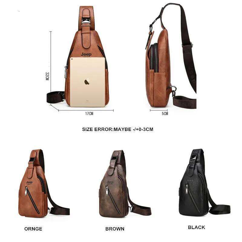 JEEPBULUO BRAND Chest Men Sling Crossbody Bag Man's Crossbody Bag Split Leather High Quality For Man