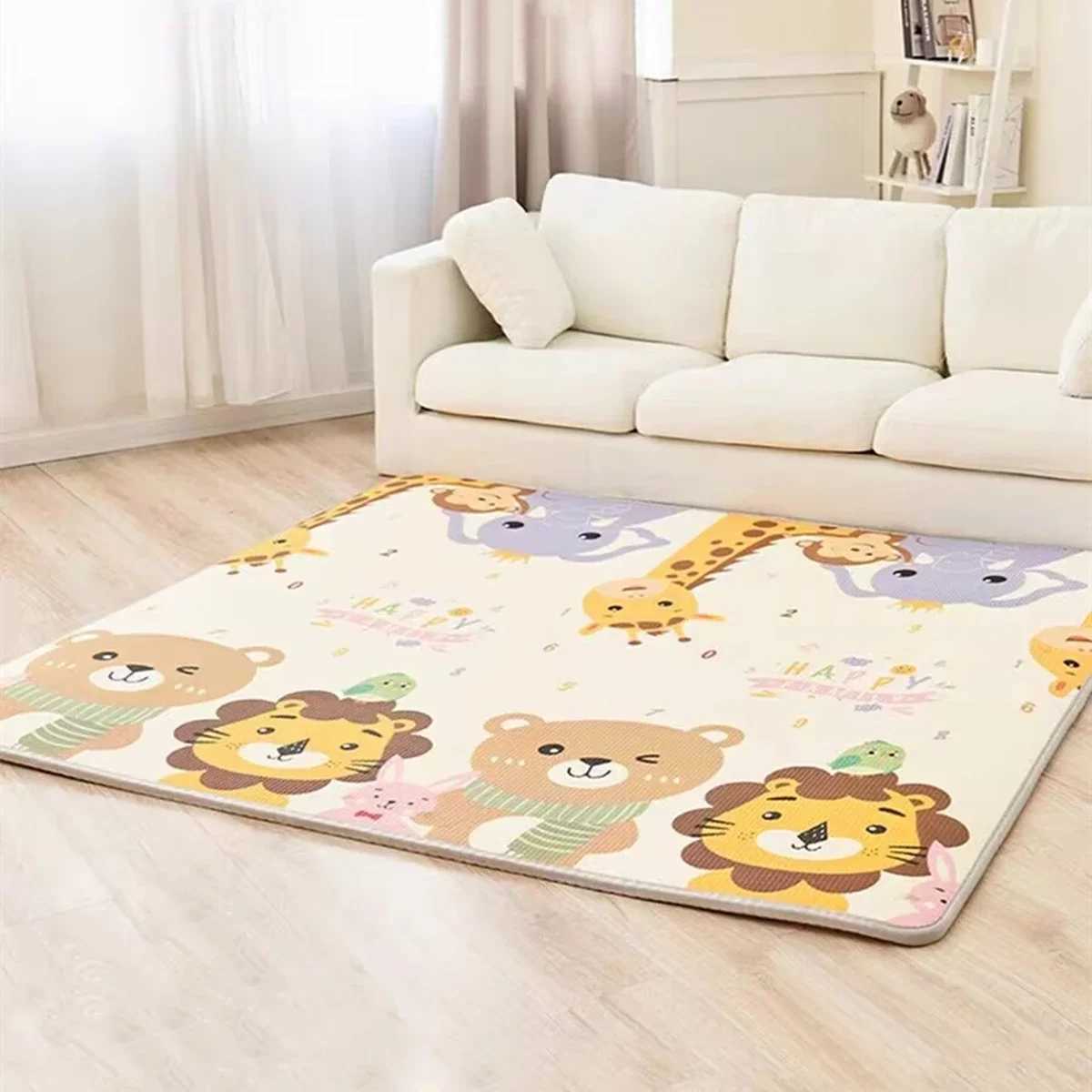 Cartoon Lion Giraffe 200cm*180cm Thick Baby Crawling Play Mats Folding Mat Carpet Play Mat for Childrens Safety Mat Rug Playmat y250609P2D9