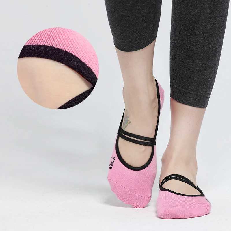 1pair Women Anti Slip Cotton Yoga Socks Ladies Pilates Socks Ballet Socks Dance Socks Fitness Sports Gym Home Black Breathable XJ250609