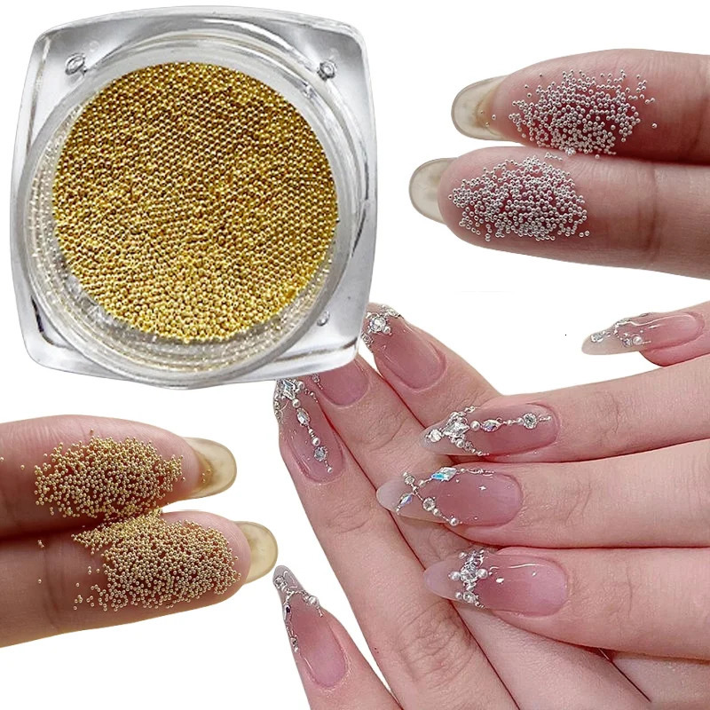 04mm15mm 3D Steel Tiny Nail Art Decoration Gold Silver Ball Caviar Beads Nails DIY Jewelry Accessories 250605