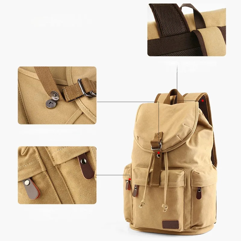 MOYYI Men Vintage Canvas Backpack Large Capacity 156inch Laptop Casual Bag For Travel Premium Durable Unsex Mochila 250604z