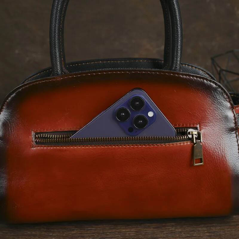 Floral Women Genuine Handbag Vintage Cowhide Tote Bag Fashion Ladies Cow Leather Shoulder Or Crossbody Bags