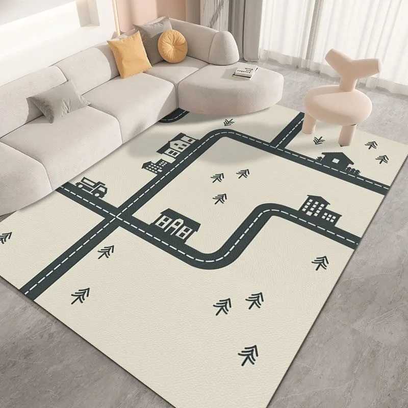 Large Carpet Dirt-resistant Easy To Maintain Cartoon Traffic Early Education Crawling Mat Wear-resistant Anti Slip Flannel Rug y250609O2TC