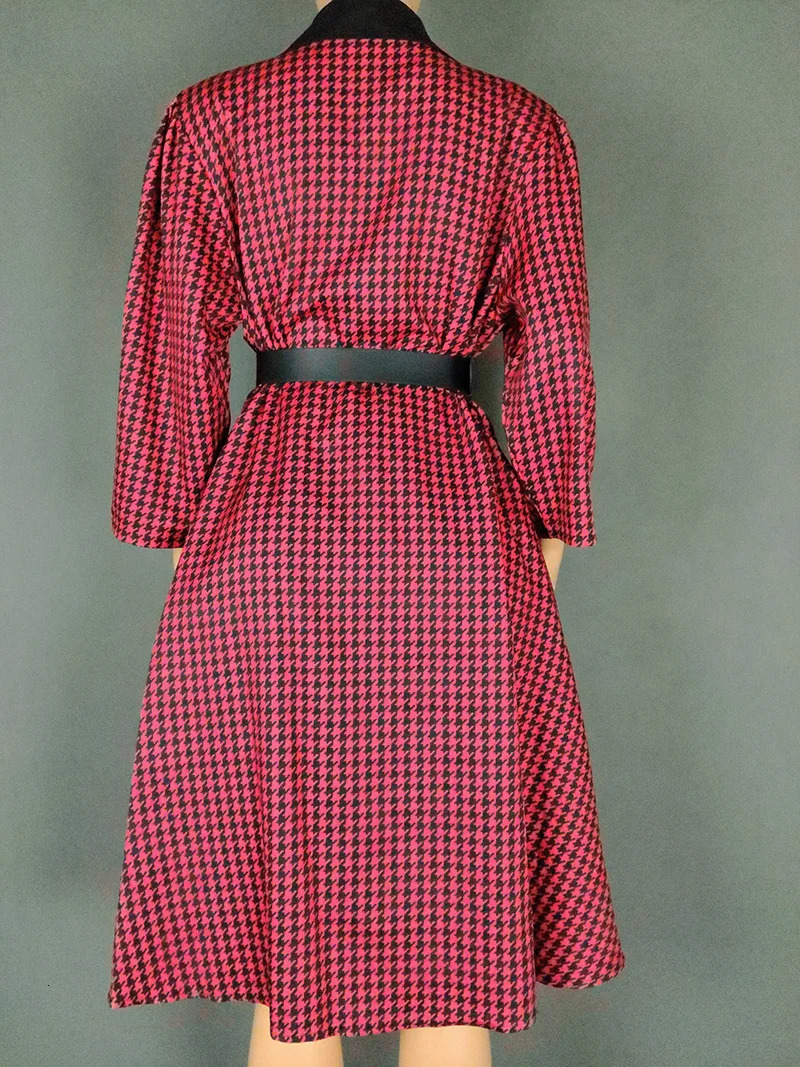 African Dresses For Woman Office Lady Africa Clothing Plaid Print Turn Down Collar A Line Dress and Belt Vestidos Robe Summ 250603