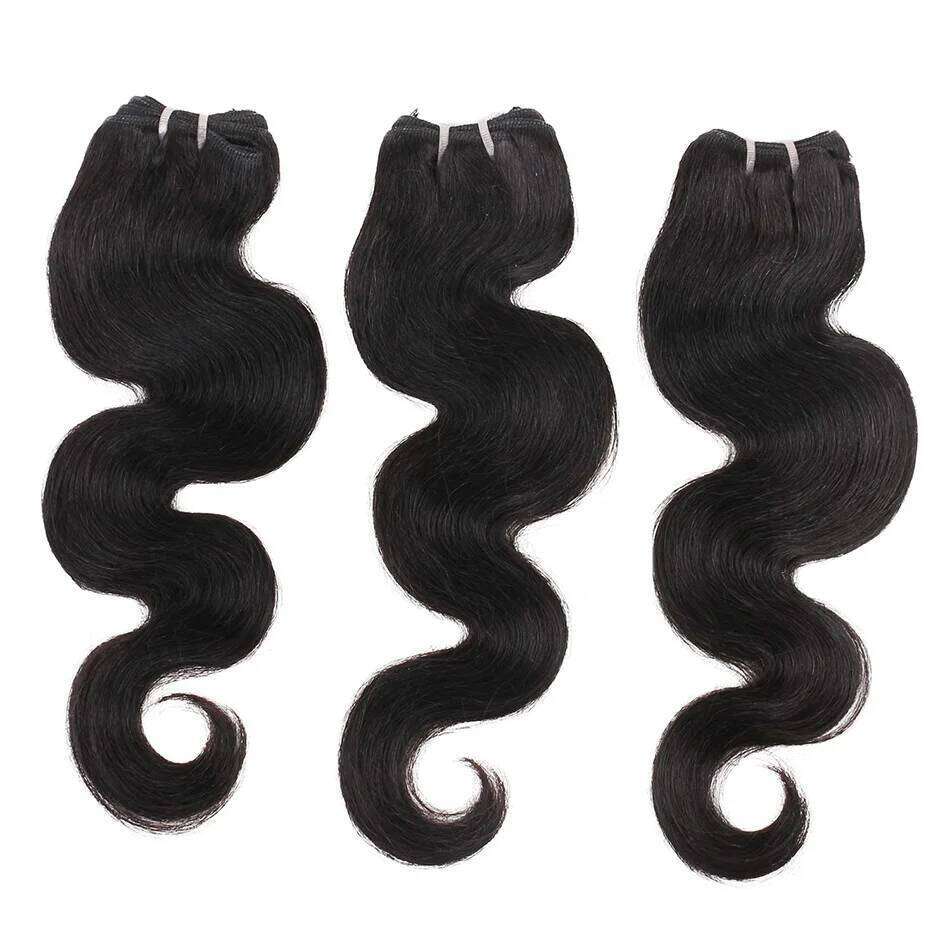Brazilian Natural Remy 50g 4 Bundles Body Wave Human Hair With Transparent Lace Closure