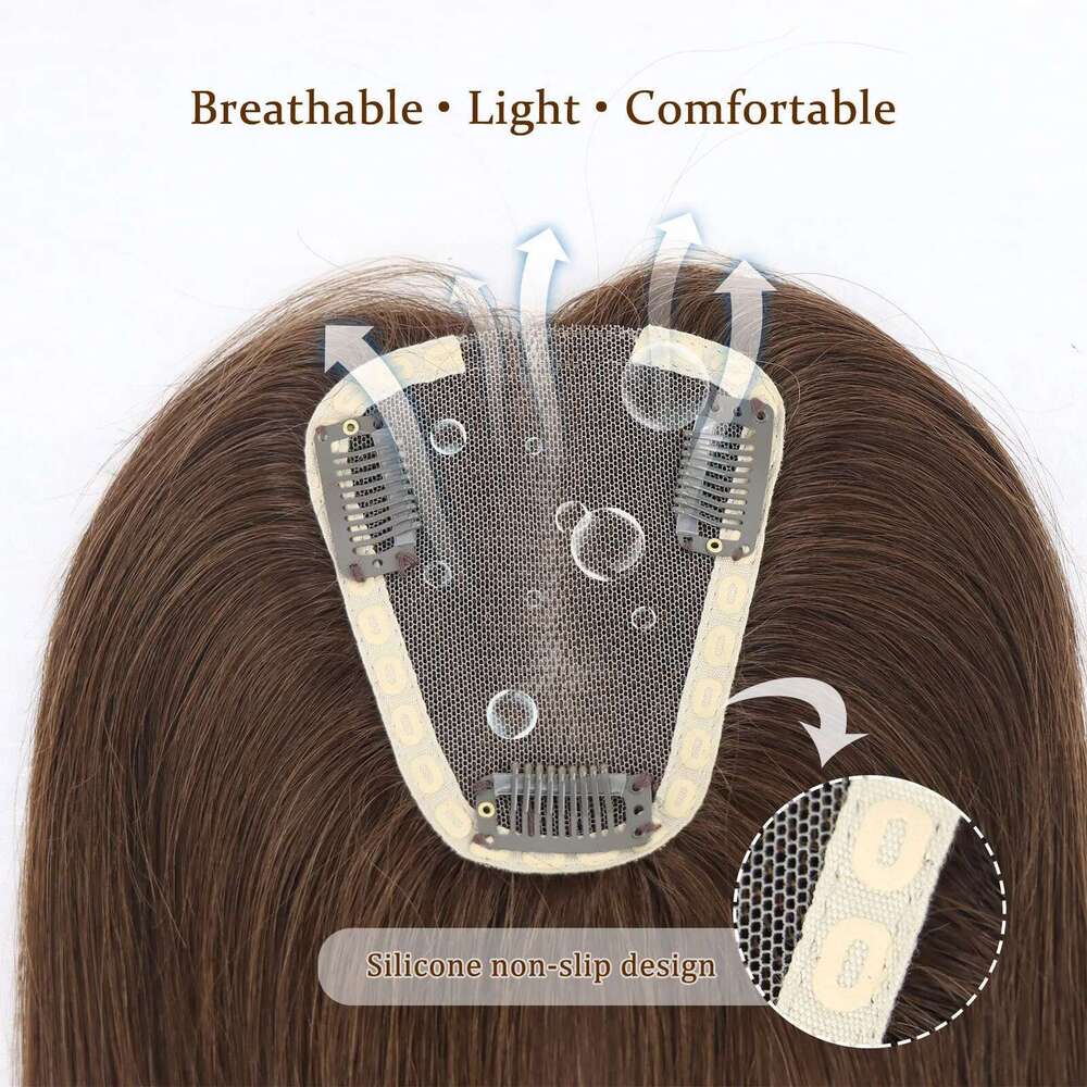 #4T6/613 Blonde Highlight Human Hair Pieces Women Swiss Lace Clips In Toppers Brown Extension For Woman Toupee
