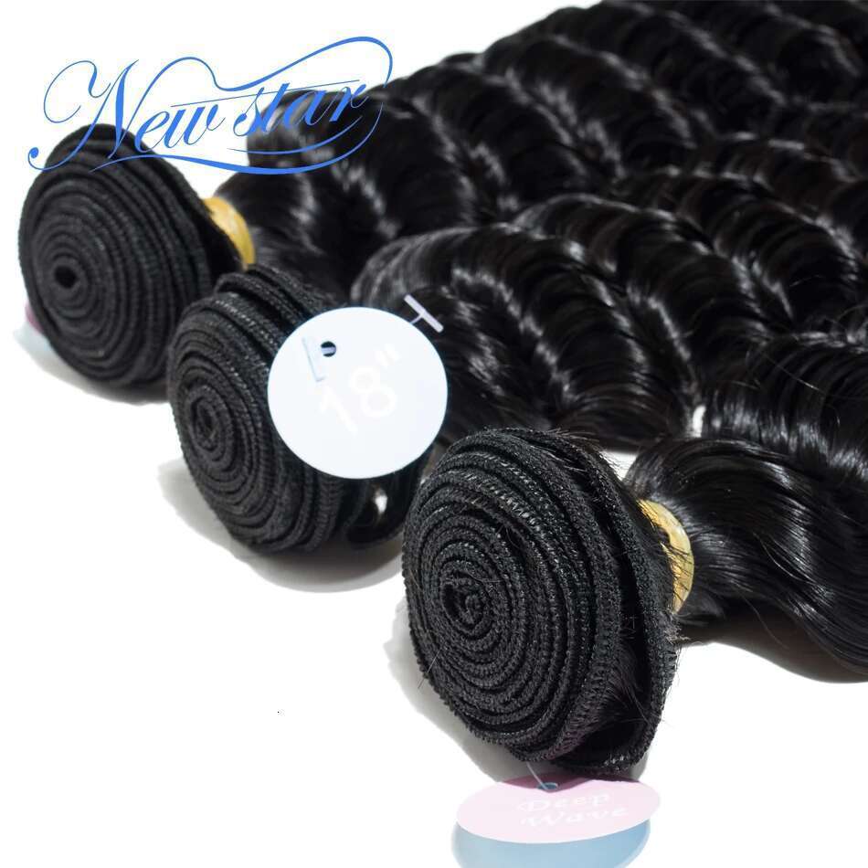 New Star 11A Deep Wave Brazilian Virgin Human 3 Bundles Raw Extension Cuticle Aligned Unprocessed Thick Hair Waving