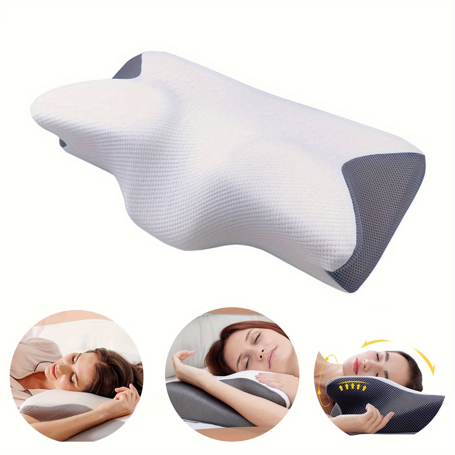 Memory pillow slow rebound correction neck pillow memory cotton pillow to protect cervical vertebra and sleep horn pillow.
