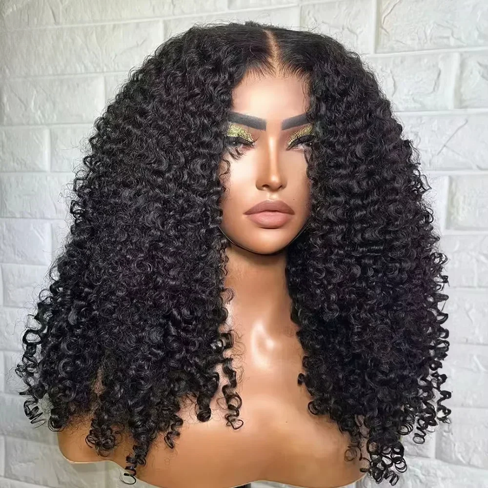 Kinky Curly Wigs 13x6 HD Lace Frontal Wig Glueless Human Hair Afro Curly Lace Front Human Hair Wigs HD Lace Closure Wigs Synthetic