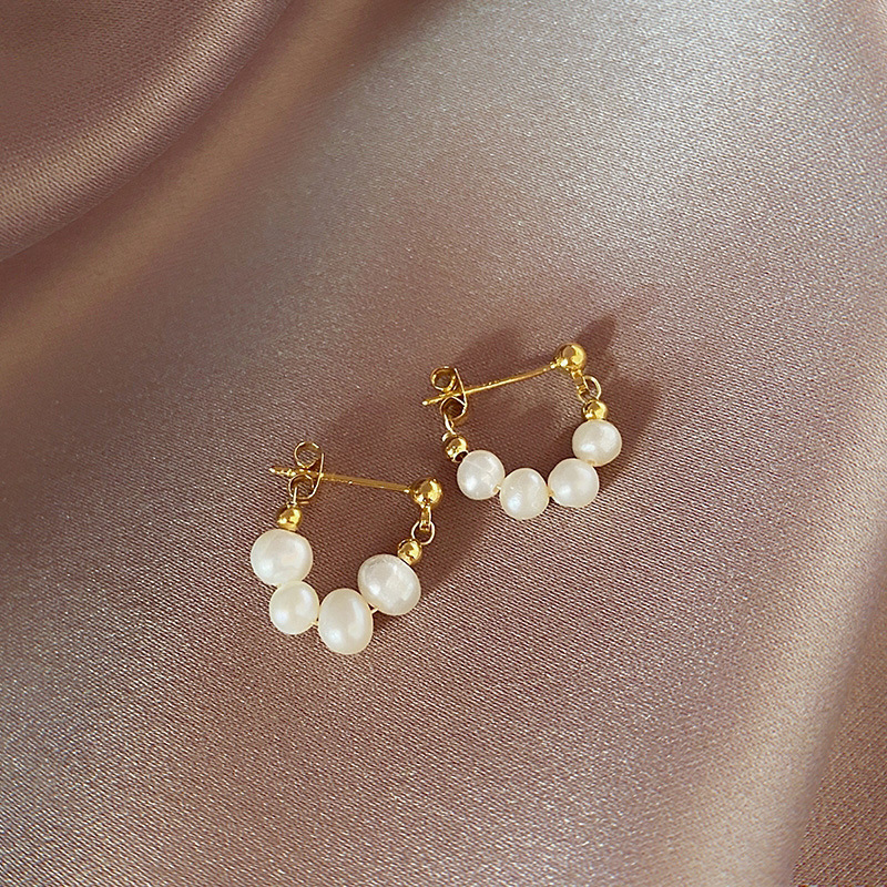 Baroque Pearl Dangle Earrings: Sterling Silver Needle Drop Earrings for Women, Girls, and Special Occasions H260202