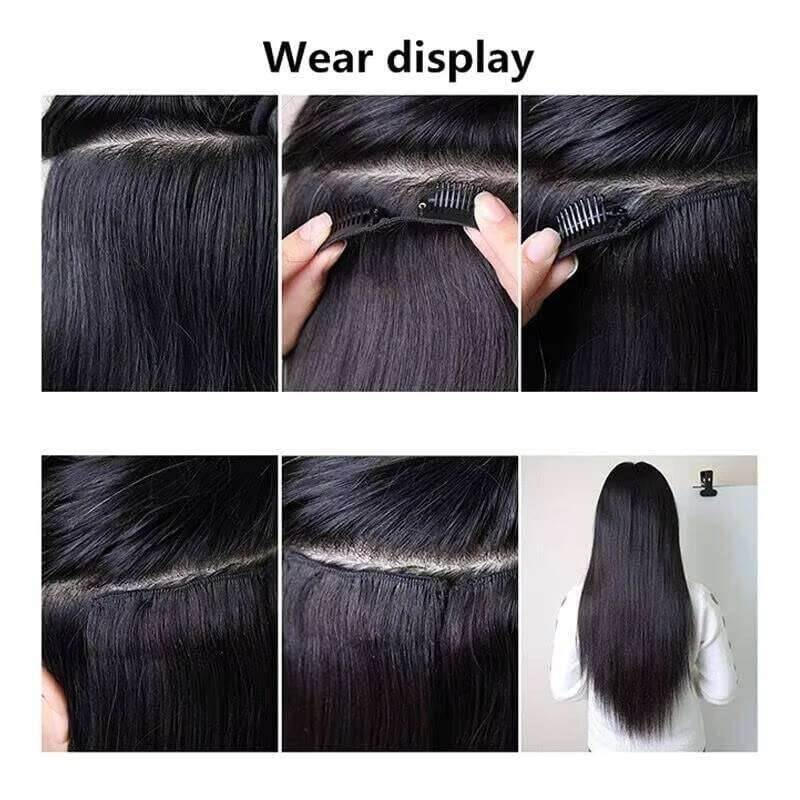 Straight In Extensions Real Huamn Natural Black #1B 100% Remy Double Weft Brazilian Human Hair Clip ins 16-26inch 120G