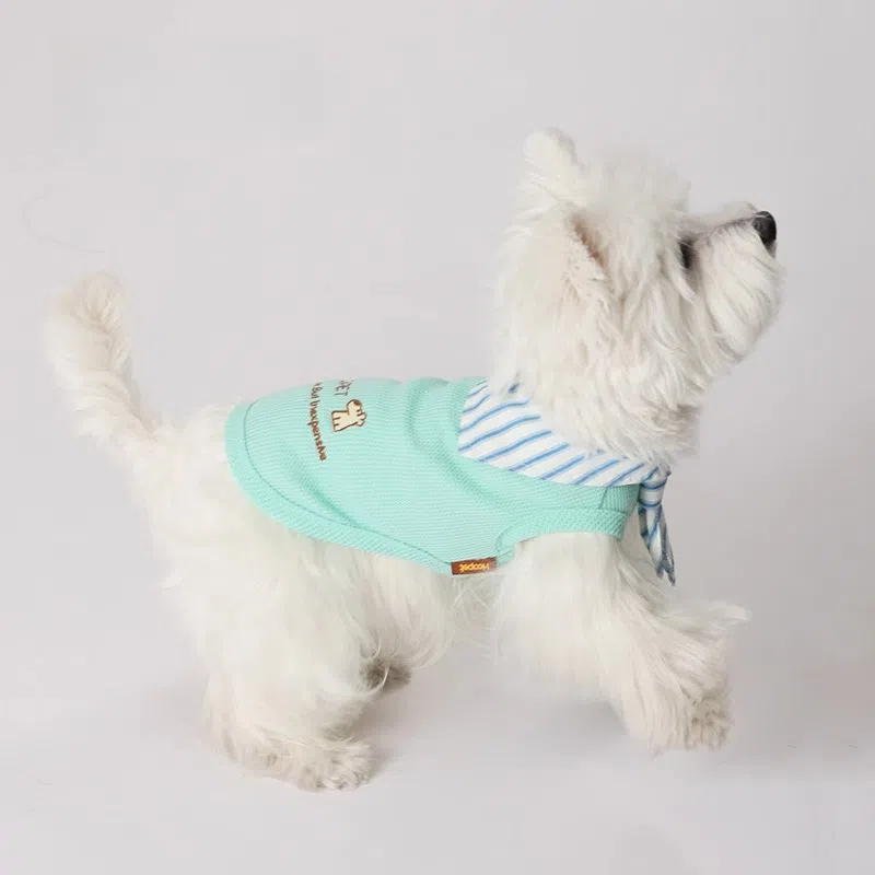 Pet Vest - HOOPET Breathable Waffle Dog & Cat Shirt with Striped Scarf Tie