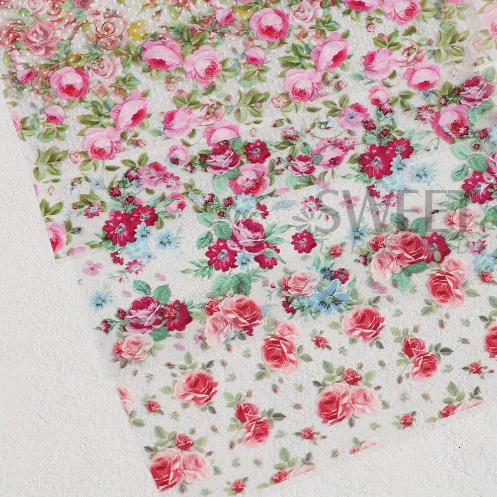 10PCS Mixed Nail Art Foils Transfer Sticker Set Rose Flower ns Floral Starry Sky Wraps Wedding Summer Manicure Decor 250605