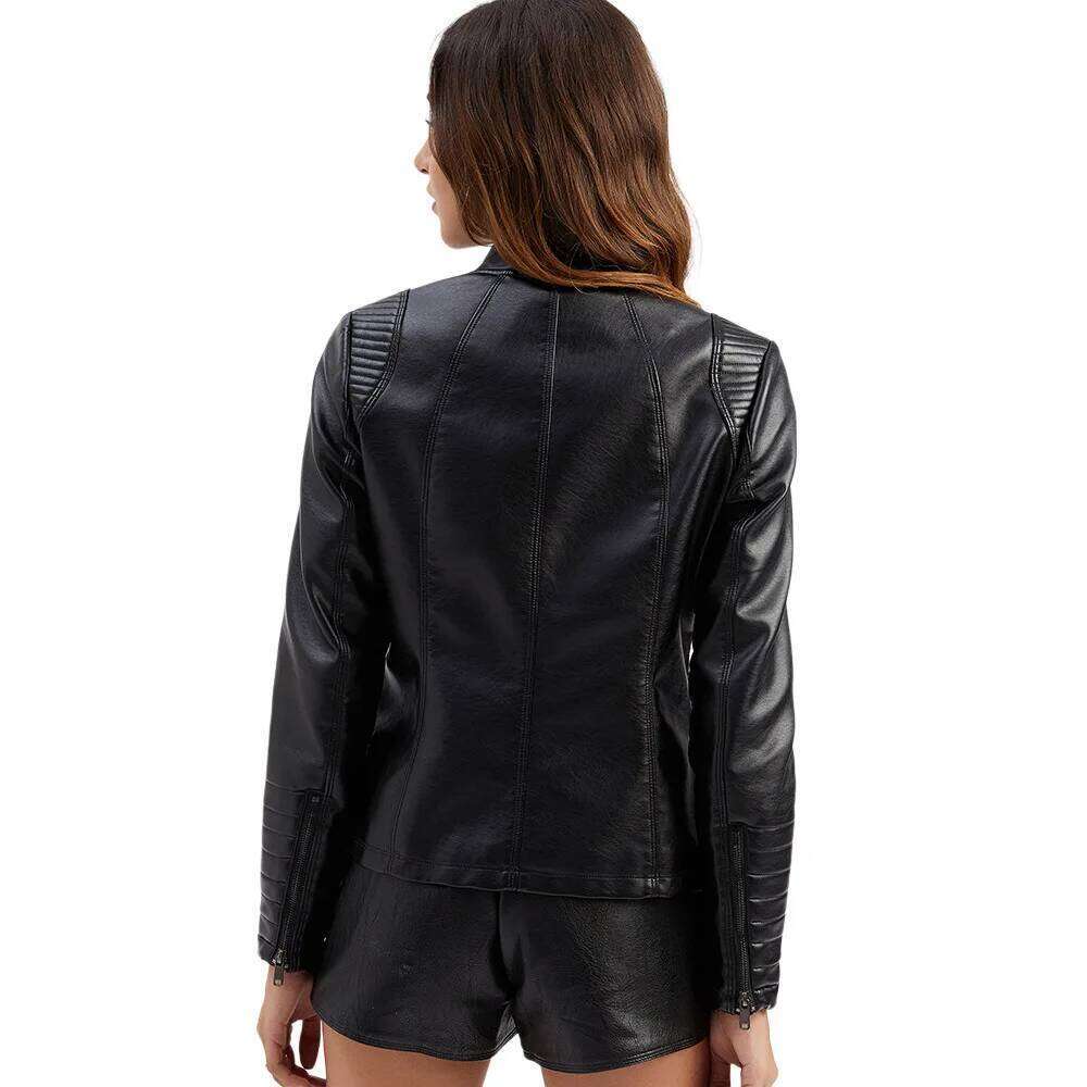 2024 Spring Autumn Thin Motorcycle Suit European Size Leather Short Fashion Women's Jacket