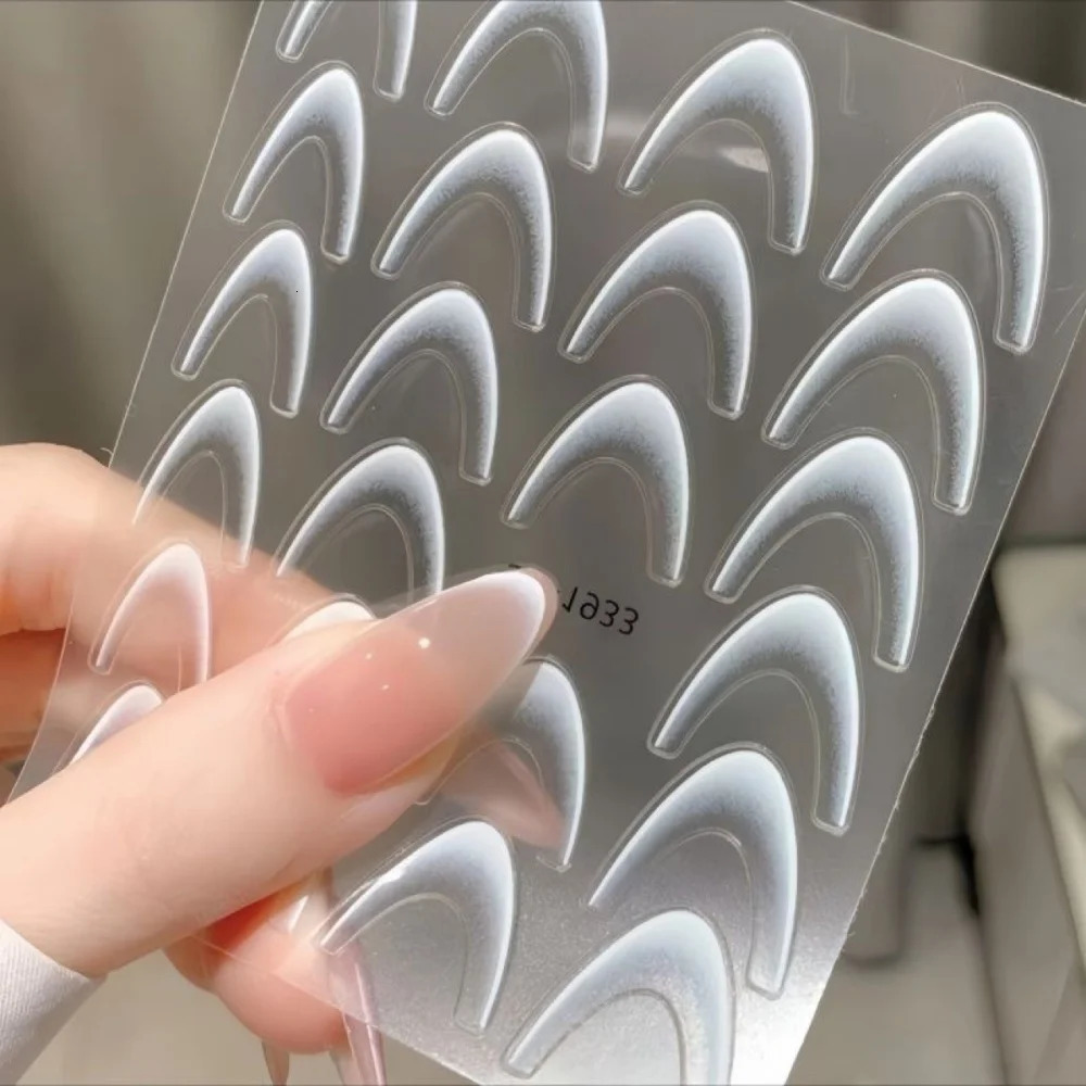 1pcs French Gradient Nail Art Sticker 5D BlackWhite Smile Line n Decals SelfAdhesive Tips Guides For Decor 250605