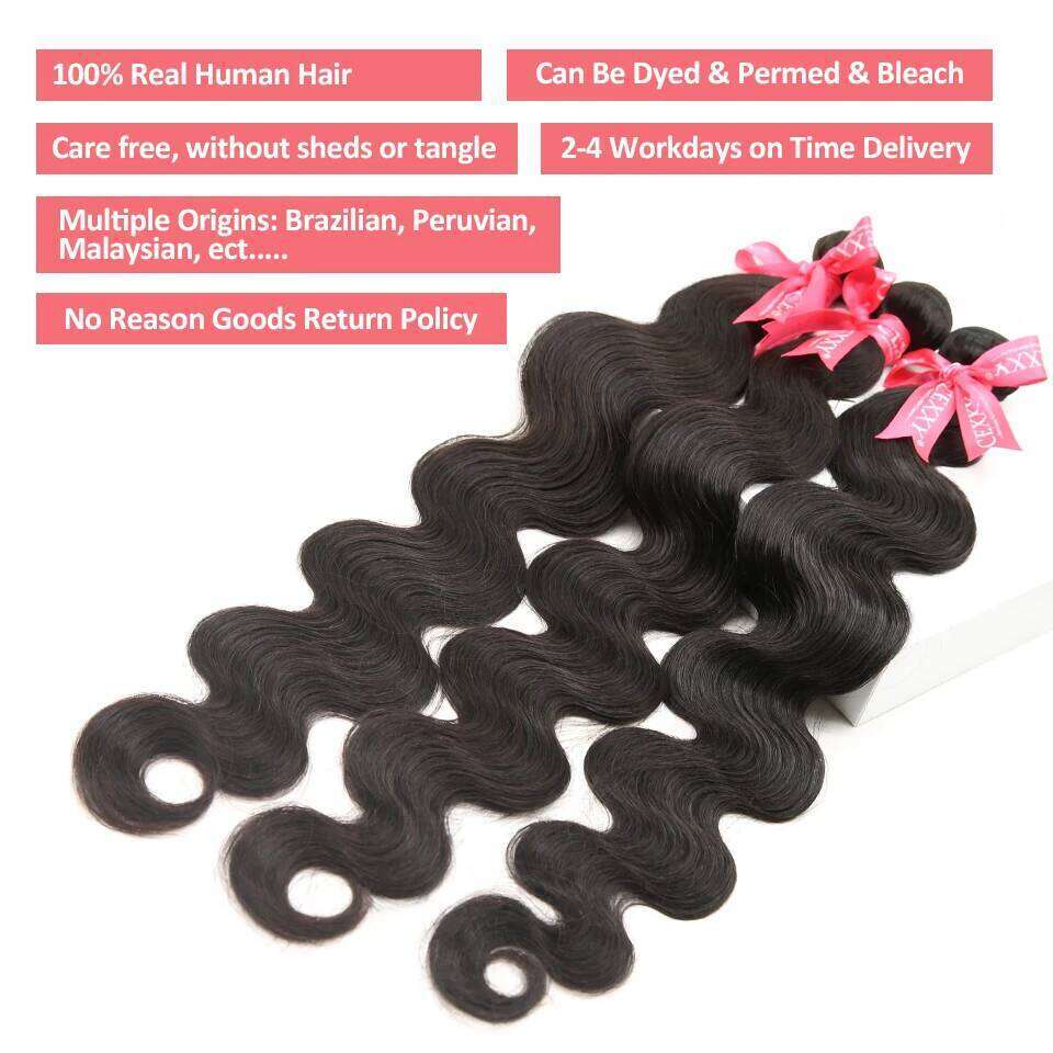 CEXXY Body Wave Human Brazilian Weave Remy 1 3 4 bundles Hair Extension 30inch 40 Inch Bundles