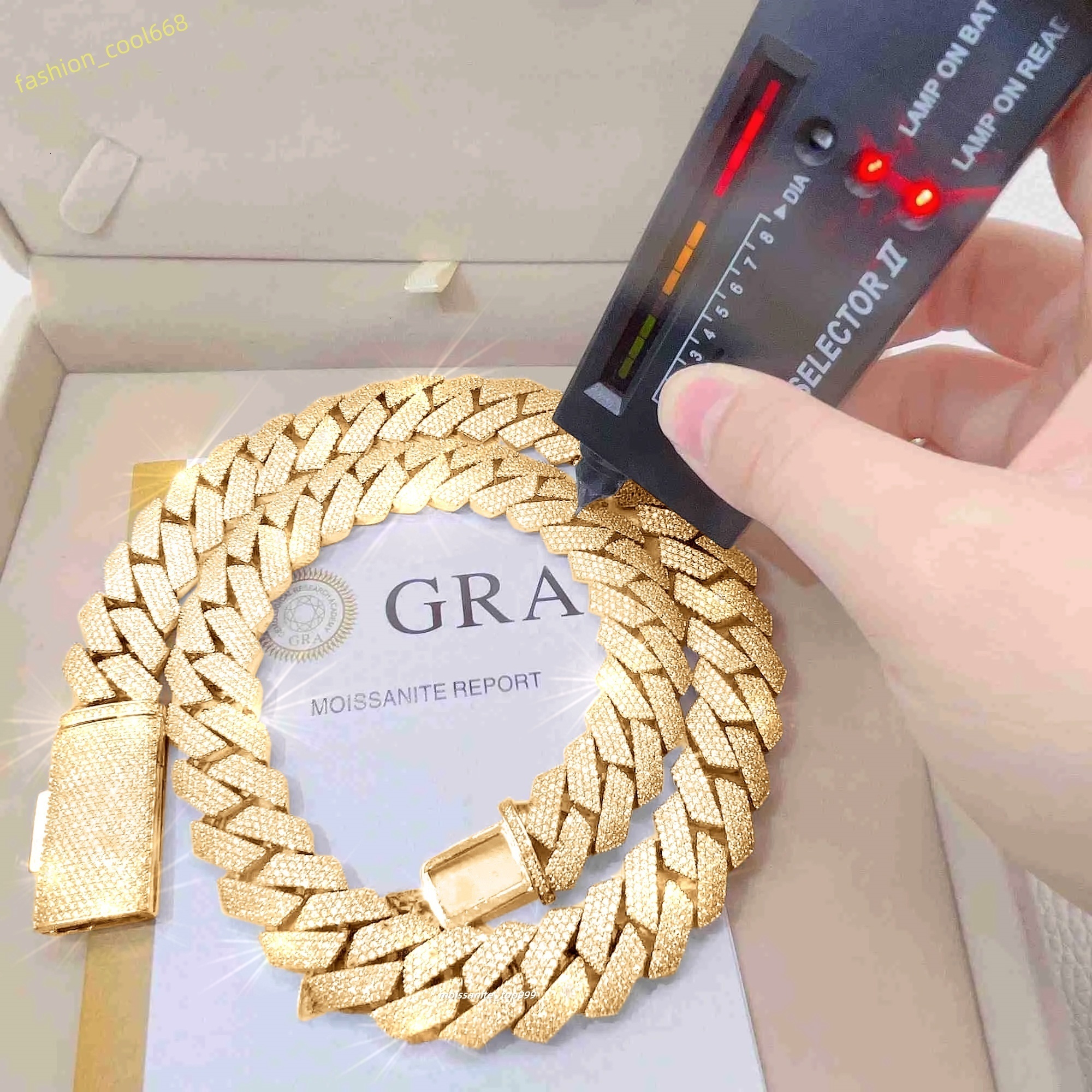 20MM Width Soild 925 Silver Iced Out Moissanite Cuban Chain Necklace for Mens necklace Free delivery