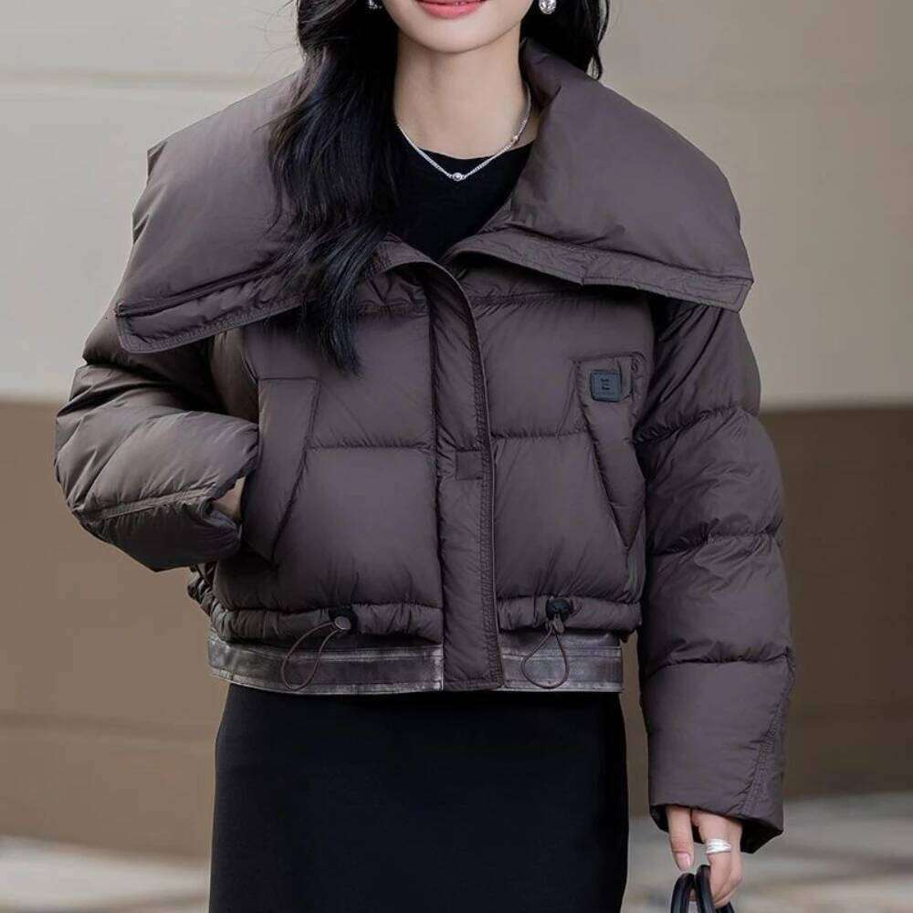 OFTBUY 2025 New Autumn Winter Clothes Women Fashion Short White Duck Down Coat Female Solid Color Fluffy Puffer Jacket Lady