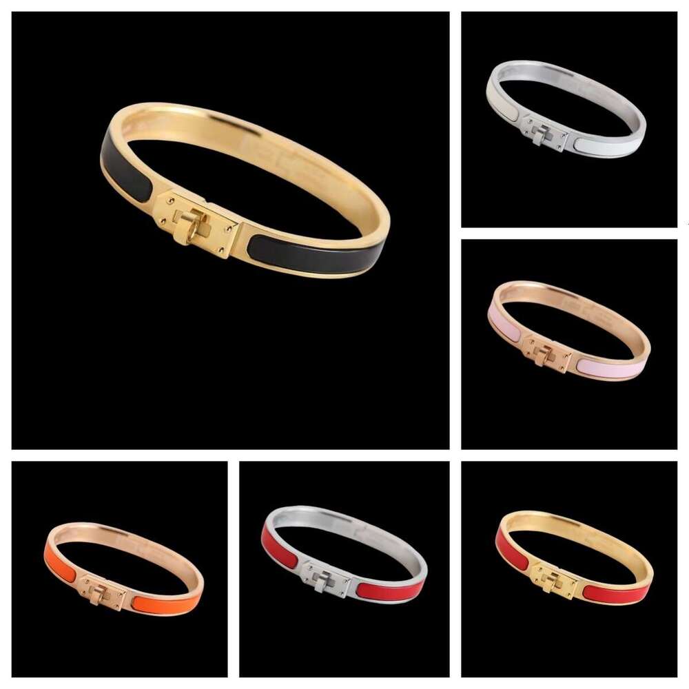 Designer Bracelets Classic H letter High Quality 8mm Round Ring Clasp Enamel Titanium Steel Kelly Bracelet Luxury Fashion New Woman Gold Rose Gold Bracelet f9 df