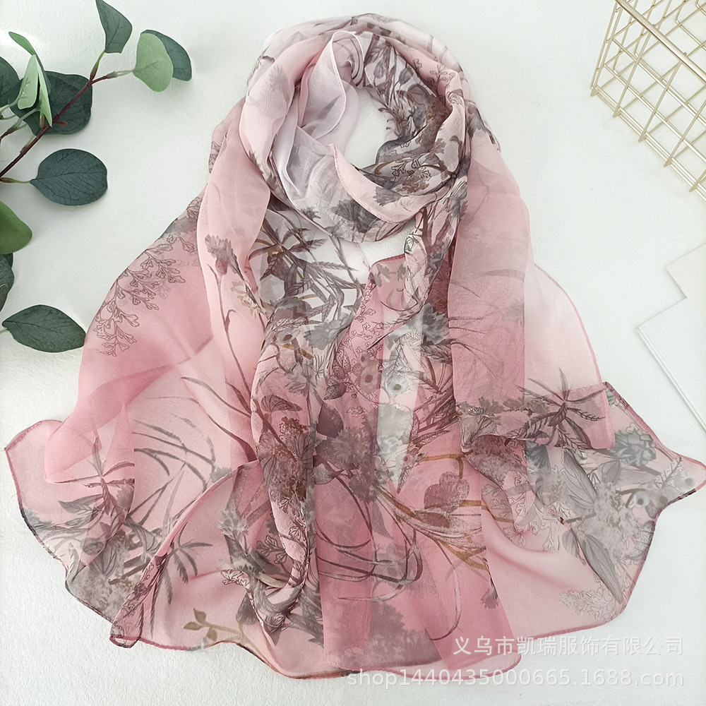 K964 Summer scarf silk scarf women pastoral decoration thin georgette grass long spring and autumn all-match sunscreen shawl