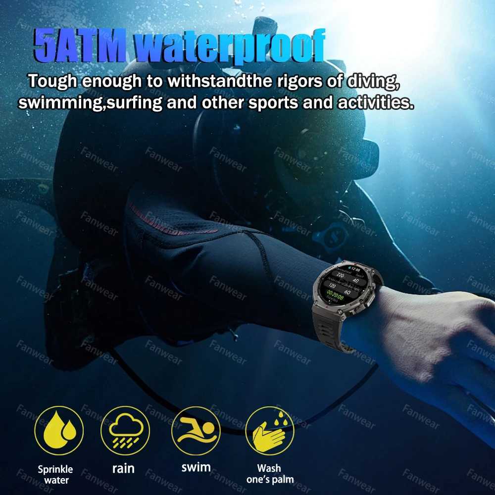 Fanwear T-Rex 3 48mm GPS smart watch wireless connections call 5ATM waterproof outdoor sports riding mountaineering watch For Huami T-Rex 3 X250609
