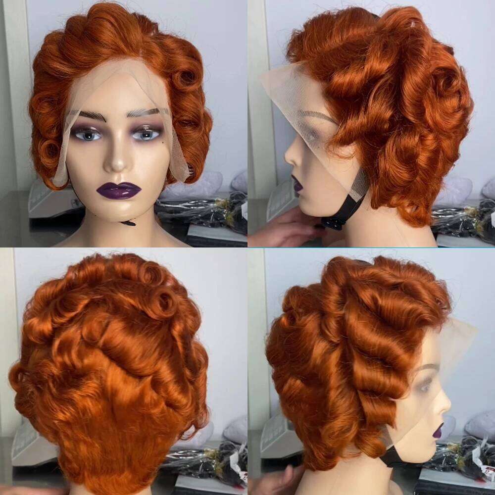 13x4 Transparent Lace Frontal Pixie Cut Short 100% Brazilian Human Hair Natural Black Color Wig for Women 180% Density