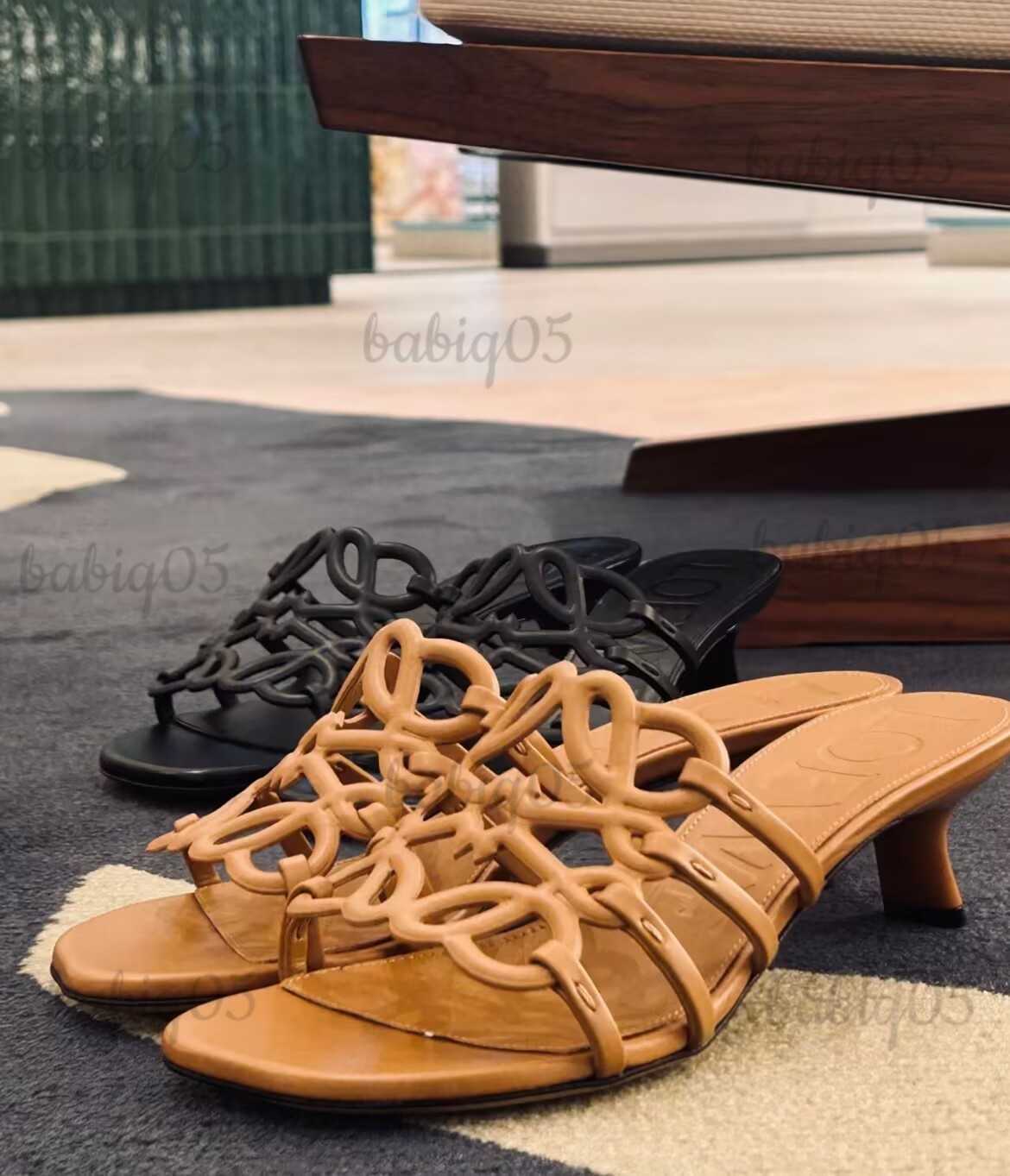 Summer Luxury Women Sandals Paulas Ibiza Petal Anagram Leather Mules Cut-out Calfskin Leather Slippers Low Heels Lady Slide Elegant Walking EU35-43 T250609