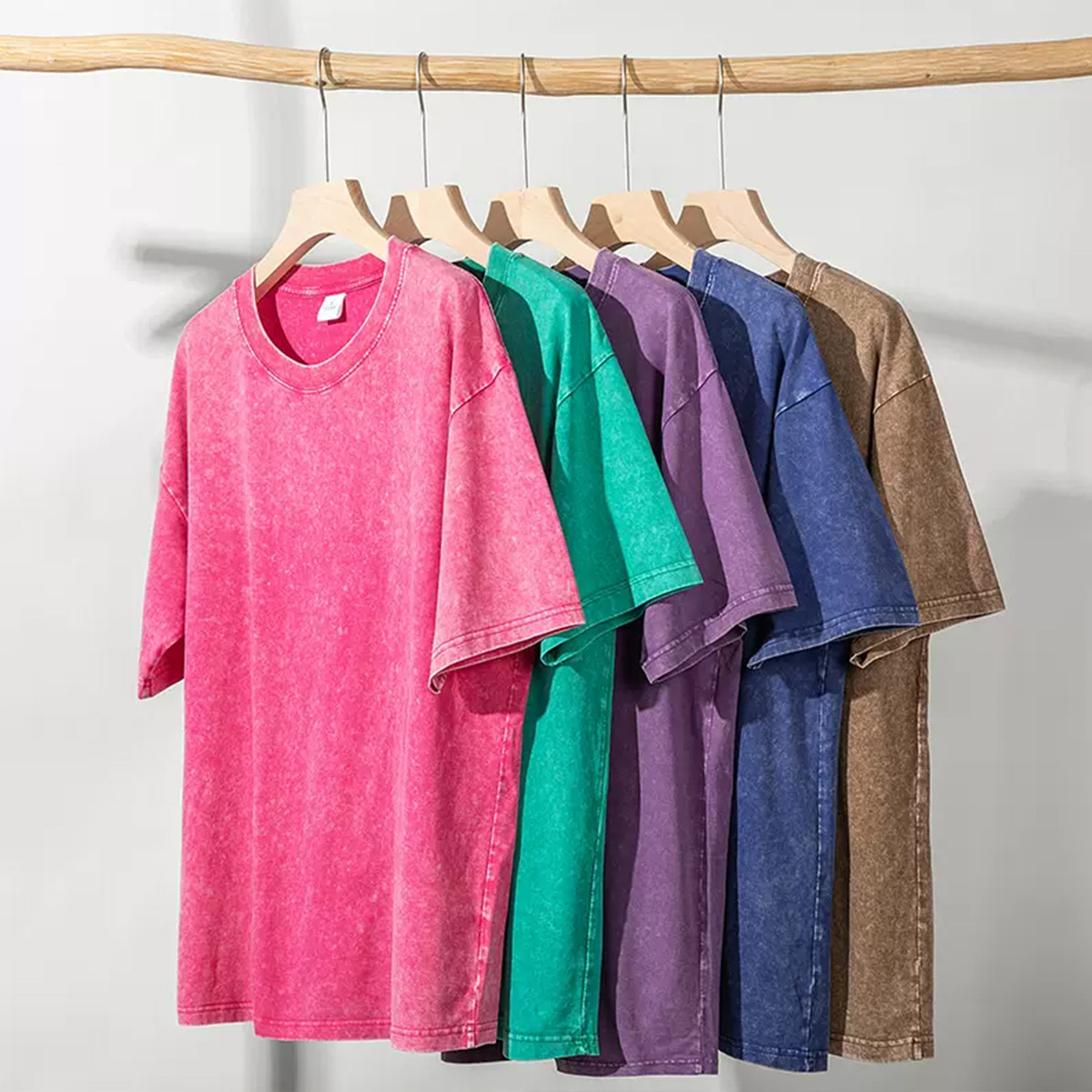 2025 new retro old wash t-shirt oversize cotton drop shoulder short sleeve