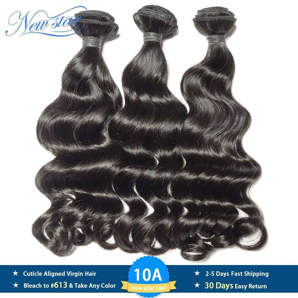 Brazilian Loose Body 3 Bundles New Star 100%Virgin Human Weaving One Donor Weave Intact Cuticle Wavy Hair Extension