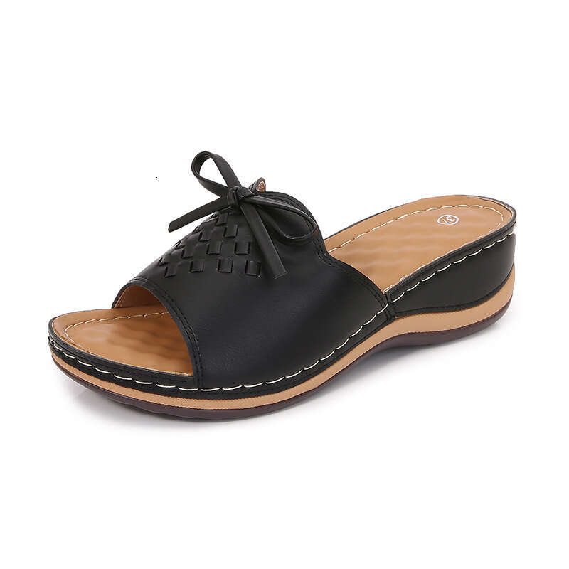 2024 Round Toe Embroidered for Women with Stitching, Non-Slip Wedge, Comfortable Plus Size Sandals