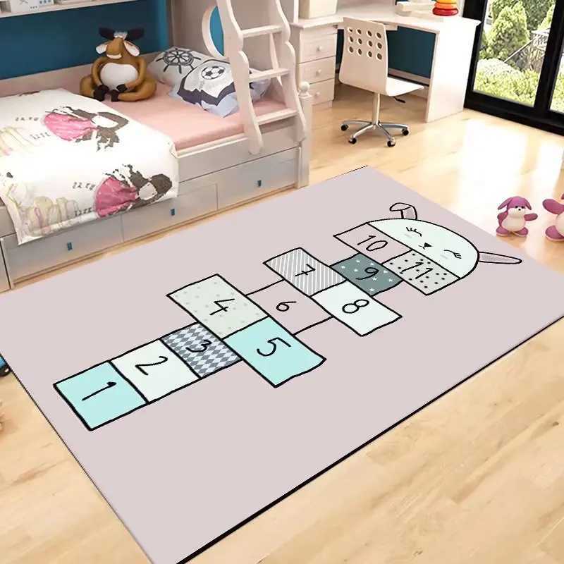 VIKAMA Cartoon Hopscotch Floor Mat Childrens Room Game Carpet Climbing Mat Educational Early Education Mat Home Decoration y250609KFCI