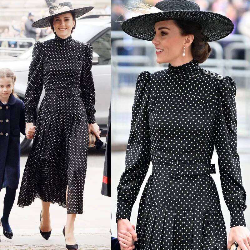 Elegant Fitted Dress Round Neck Long Sleeve Blue Polka Dot Waist-Fitted Women's Clothing New Arrival Spring Summer