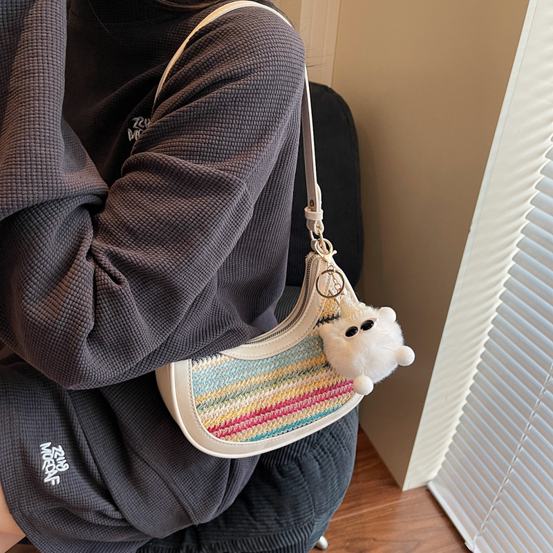 designer Niche Design French Style Straw Woven Underarm Commuter Bag for Women 2025 Summer New Fresh Fashion Single Shoulder Crossbody Bag