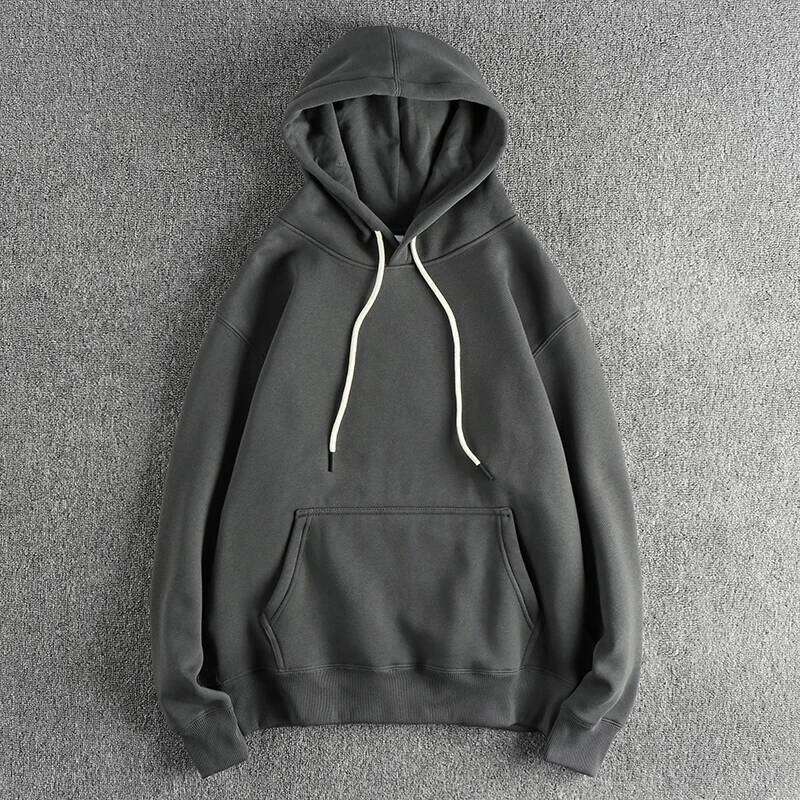 Autumn Winter New American Retro Thick Veet Kangaroo Pocket Hooded Hoodies Men's Fashion Loose Casual Pullover Sweatershirts