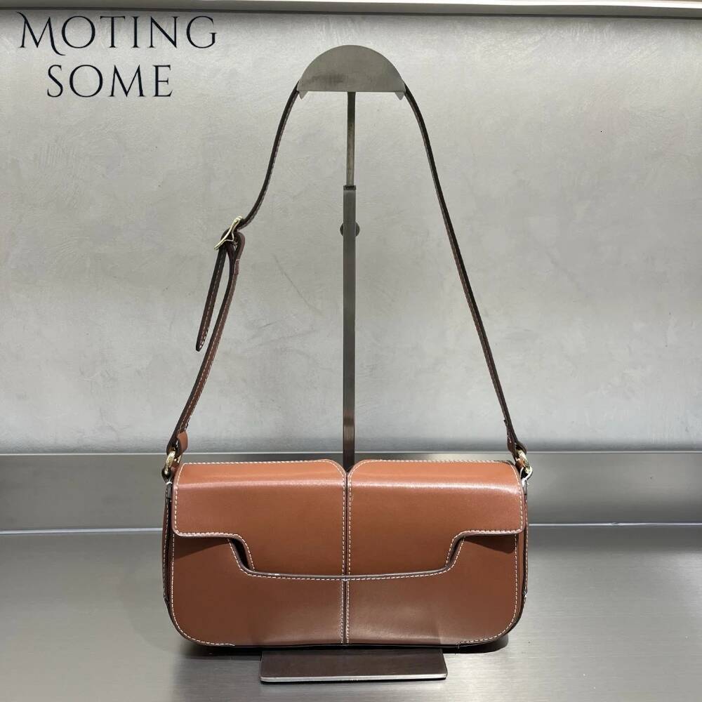 Motingsome Woman Armpit Bag 2025 New Saddle Pouch Full-Grain Cowhide Design Bags Fashion Handbag Shoulder Messenger Tote